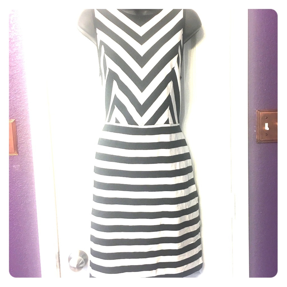 Loft Chevron & Stripe Sleeveless Dress
